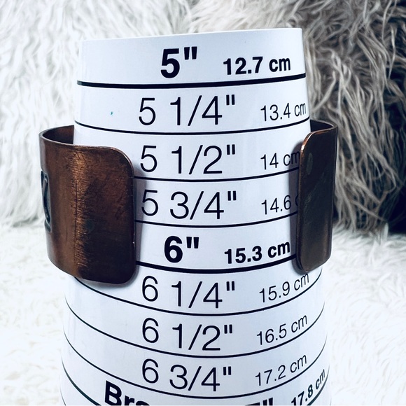 S VINTAGE INDIAN ART DECCO MODERNIST CHIC SOLID COPPER CUFF Bracelet - Picture 2 of 5